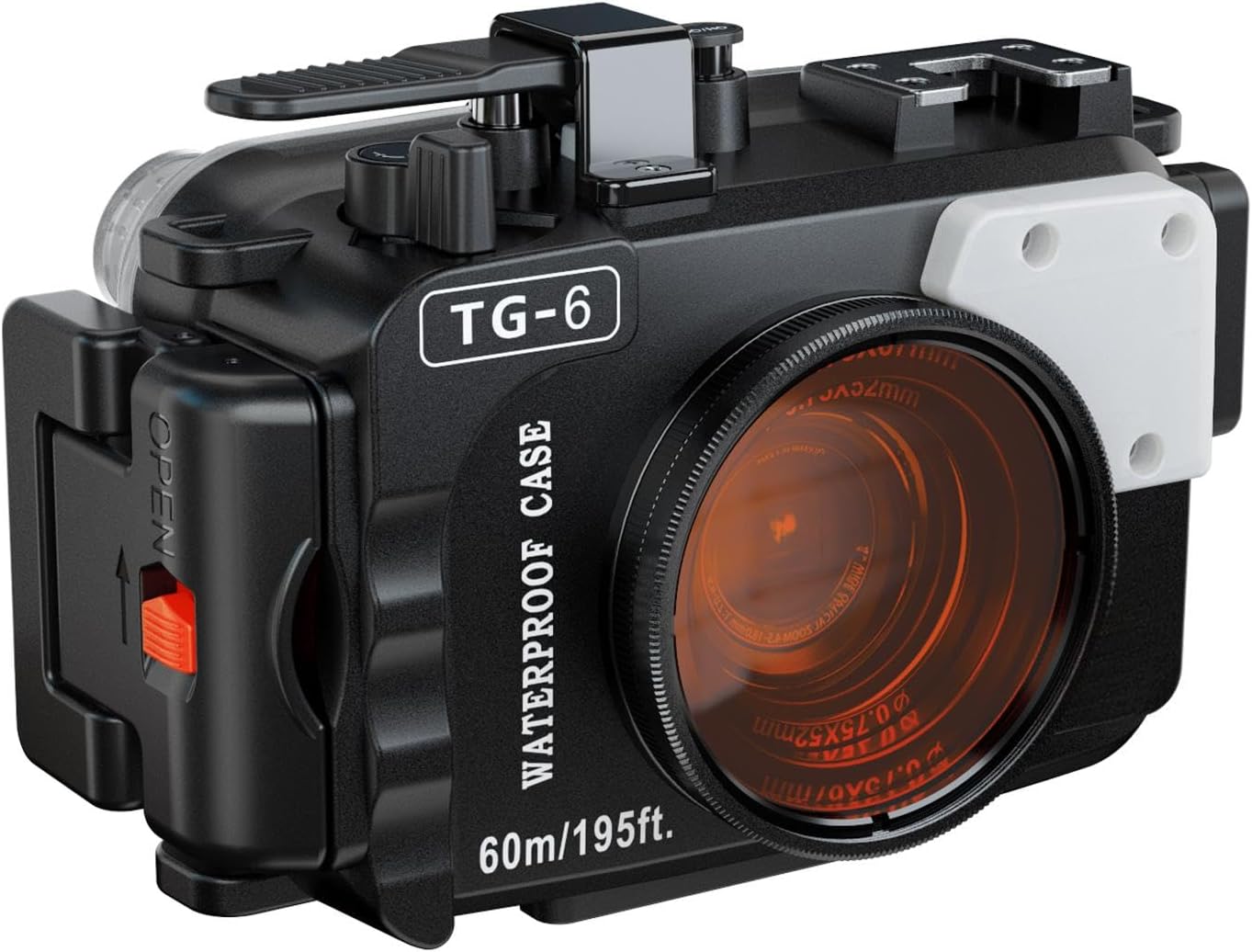 Professional Underwater Camera Housing Case, 60M/195FT Waterproof Compatible with Olympus TG-6, Anti-Snow Shockproof Design, O-Ring Seal, PC Construction (Black)