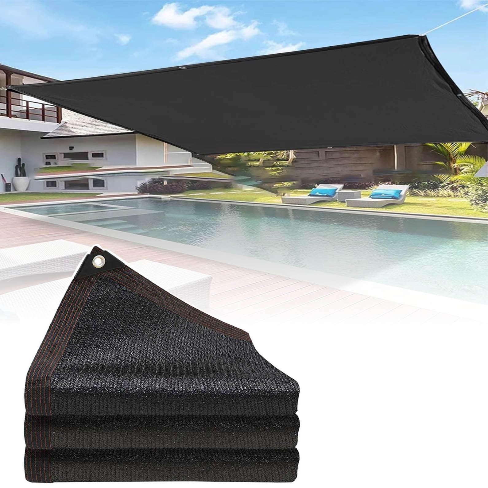 GJZQDKX Black Shade Net with Eyelets Rectangular Awning 2x 5x5m Windproof Balcony Cladding Sun Protection for Greenhouse Outdoor Shade Solution