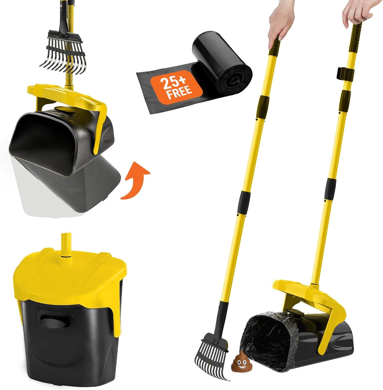 Pupzle Dog Pooper Scooper for Large Dogs with Poop Rake