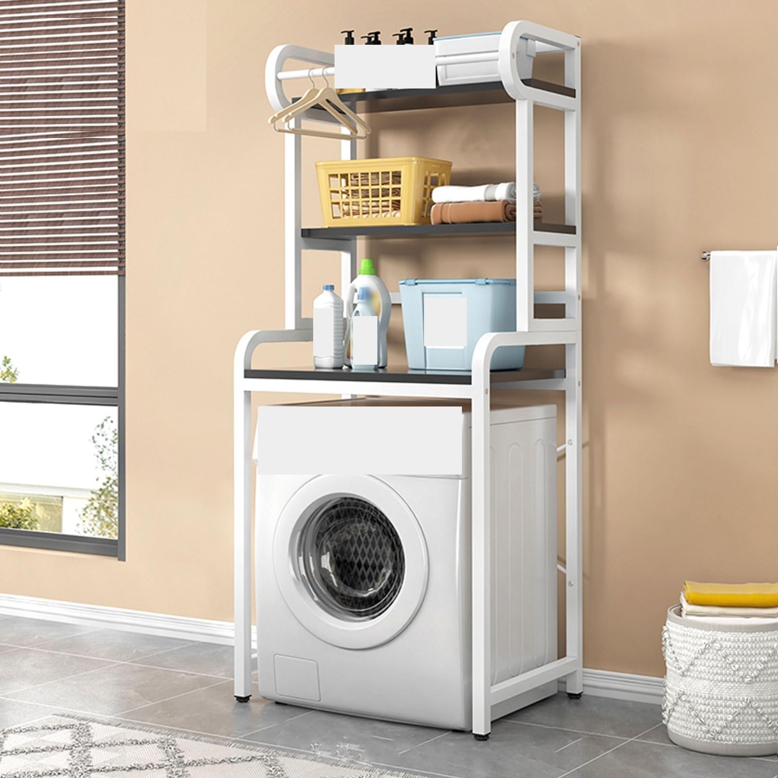 洗面所収納　ランドリーラック　洗濯ラック　洗濯機上収納 Amazon｜洗濯機上収納ラック 突っ張り棒 ランドリーラック 棚 洗面所