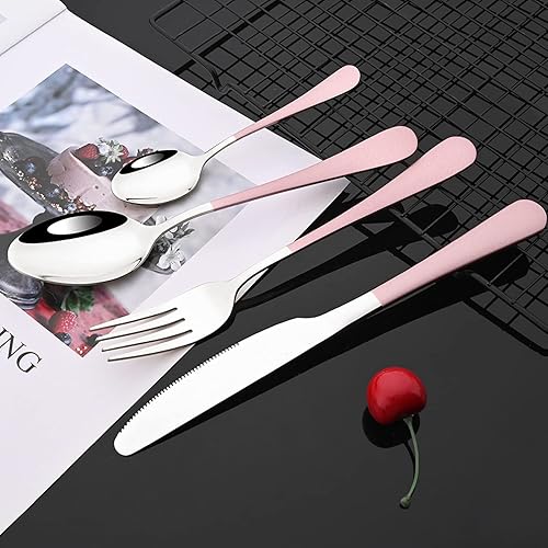 Miniatura 2 de JASHII Juego de cubiertos con soporte, cubiertos de acero inoxidable de alta calidad, cuchillo, tenedor, cuchara, apto para lavavajillas, juego de