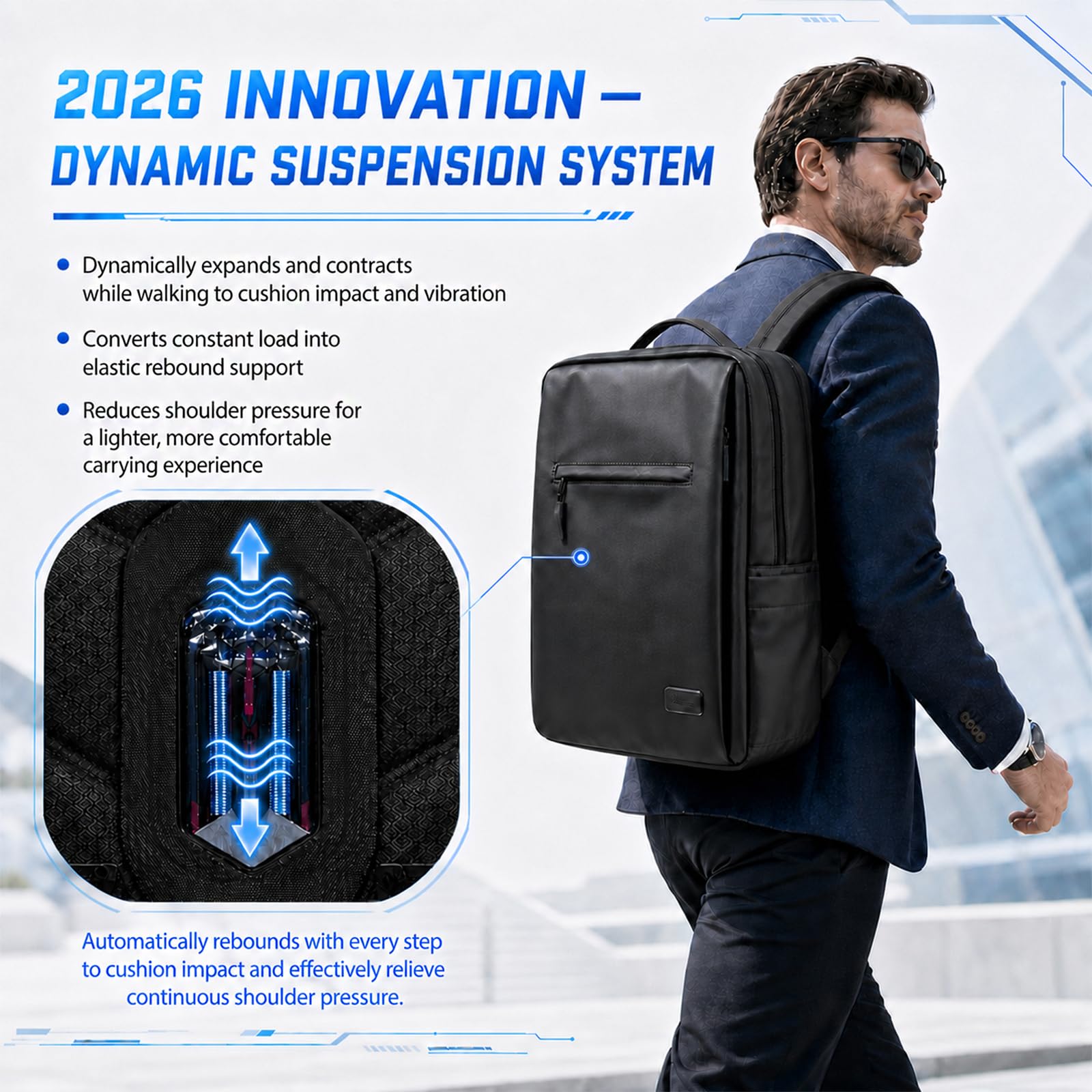 Hp hope Ergonomiczny plecak biznesowy na laptopa, 26 l, wodoszczelny, odporny na zarysowania plecak roboczy dla mężczyzn i kobiet, z systemem odciążenia sprężyn, odpowiedni laptop o przekątnej ekranu