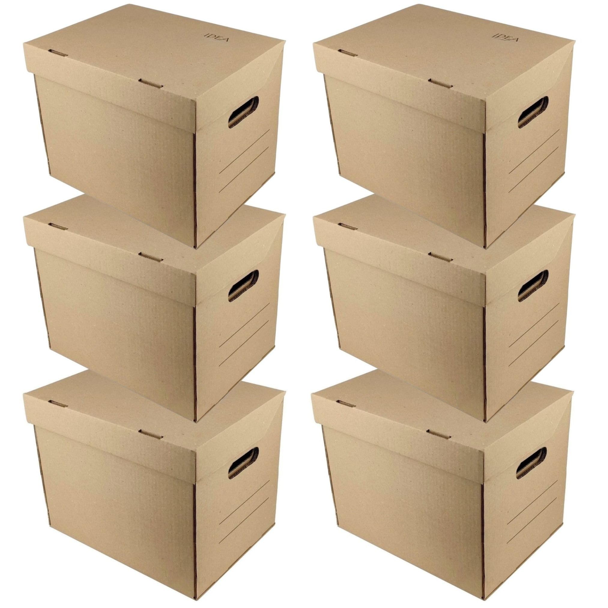 IDEA HOME STOREA IDEA 6 Pack A4 Archive Storage Boxes with Lids, Heavy Duty Cardboard Document Boxes, Stackable Filing Boxes for Office Home Moving
