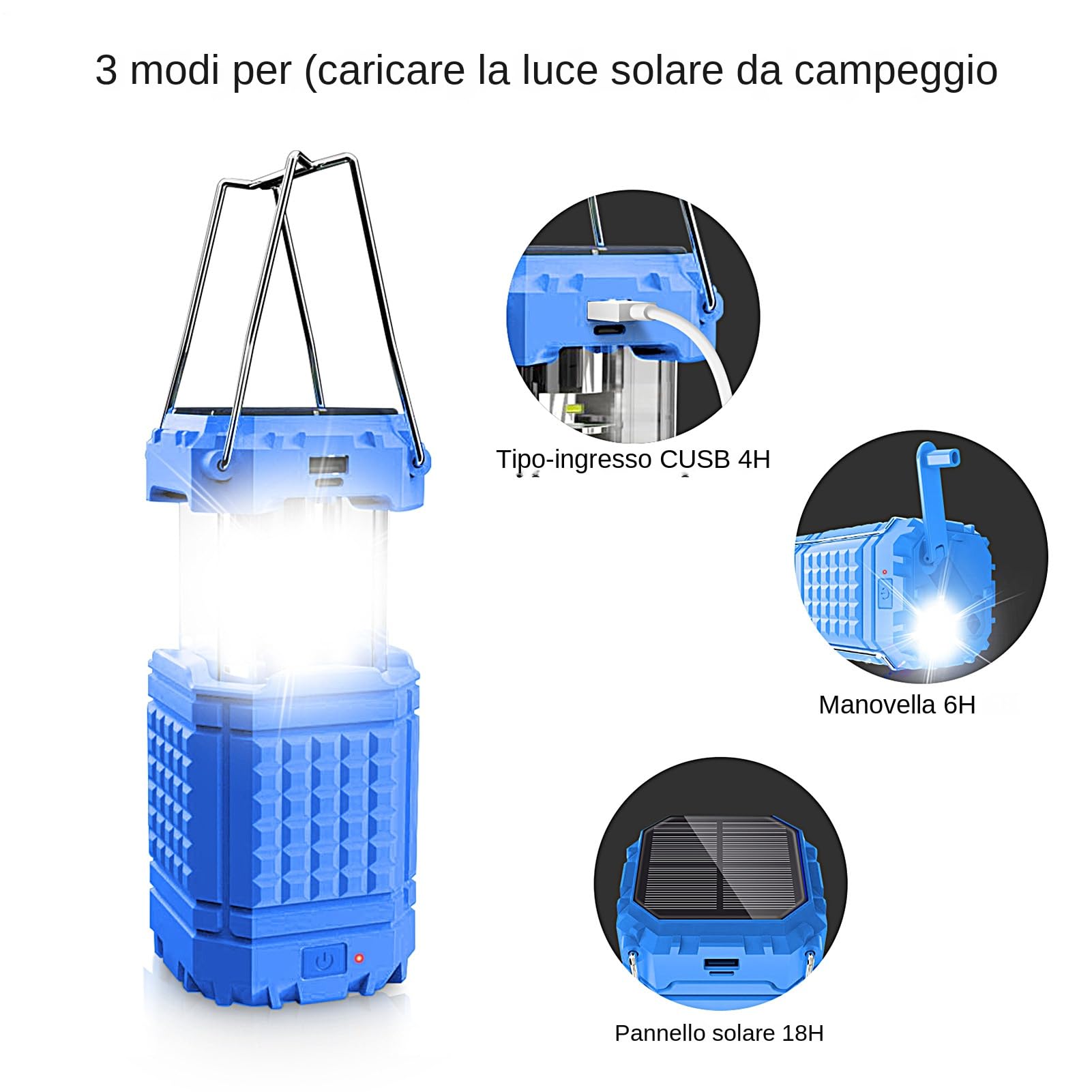 Luz solar de exterior Linterna de manivela plegable impermeable | Lámpara LED solar USB para tienda de campaña para pesca, playa, barbacoa, escalada, jardín, patio o terraza
