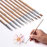 Detail Paint Brushes Set 10pcs Miniature Brushes for Fine Detailing & Art Painting - Acrylic, Watercolor,Oil,Models