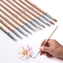Golden Maple Tiny Paint Brushes, 10Pcs Detail Paint Brushes Artist Mini Paint Brush for Crafts, Touch Up, Miniature, Watercolor and Paint by Numbers for Beginner