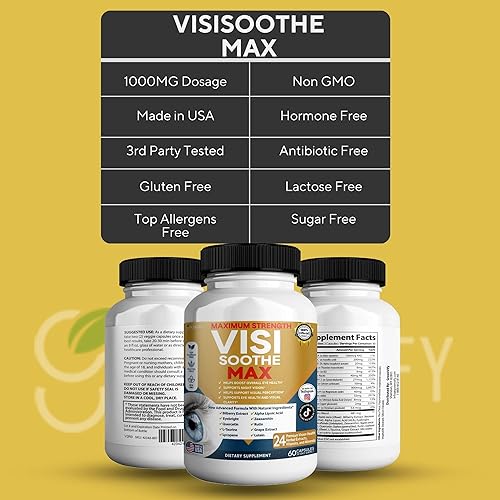 Miniatura 3 de Vision Soothe Max Suplemento para la salud ocular, 60 cápsulas, 24 extractos de hierbas con vitaminas y minerales, máxima fuerza (1)