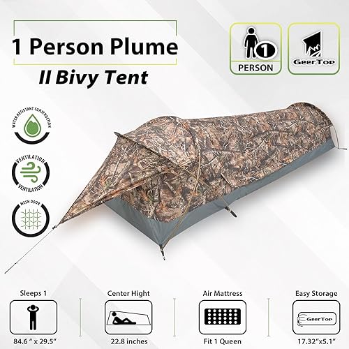 Miniatura 9 de GEERTOP Tienda de campaña ultraligera para una sola persona para campamento, impermeable, tienda de campaña de 1 hombre, para camping, senderismo,