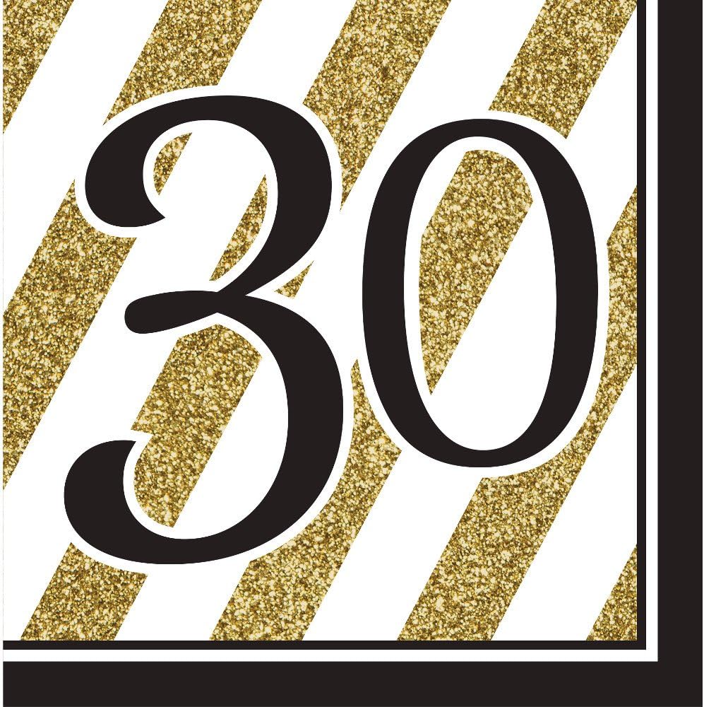 Pack of 192 Gold and White Striped with Black"30" and Border 2-Ply Party Lunch Napkins