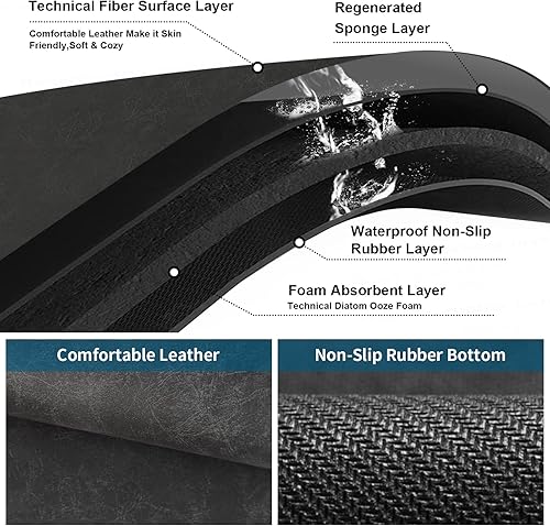 Miniatura 4 de Tapetes de baño superabsorbentes, de secado rápido, tapetes de baño de goma antideslizante, fáciles de limpiar, lavables a máquina, delgados (gris