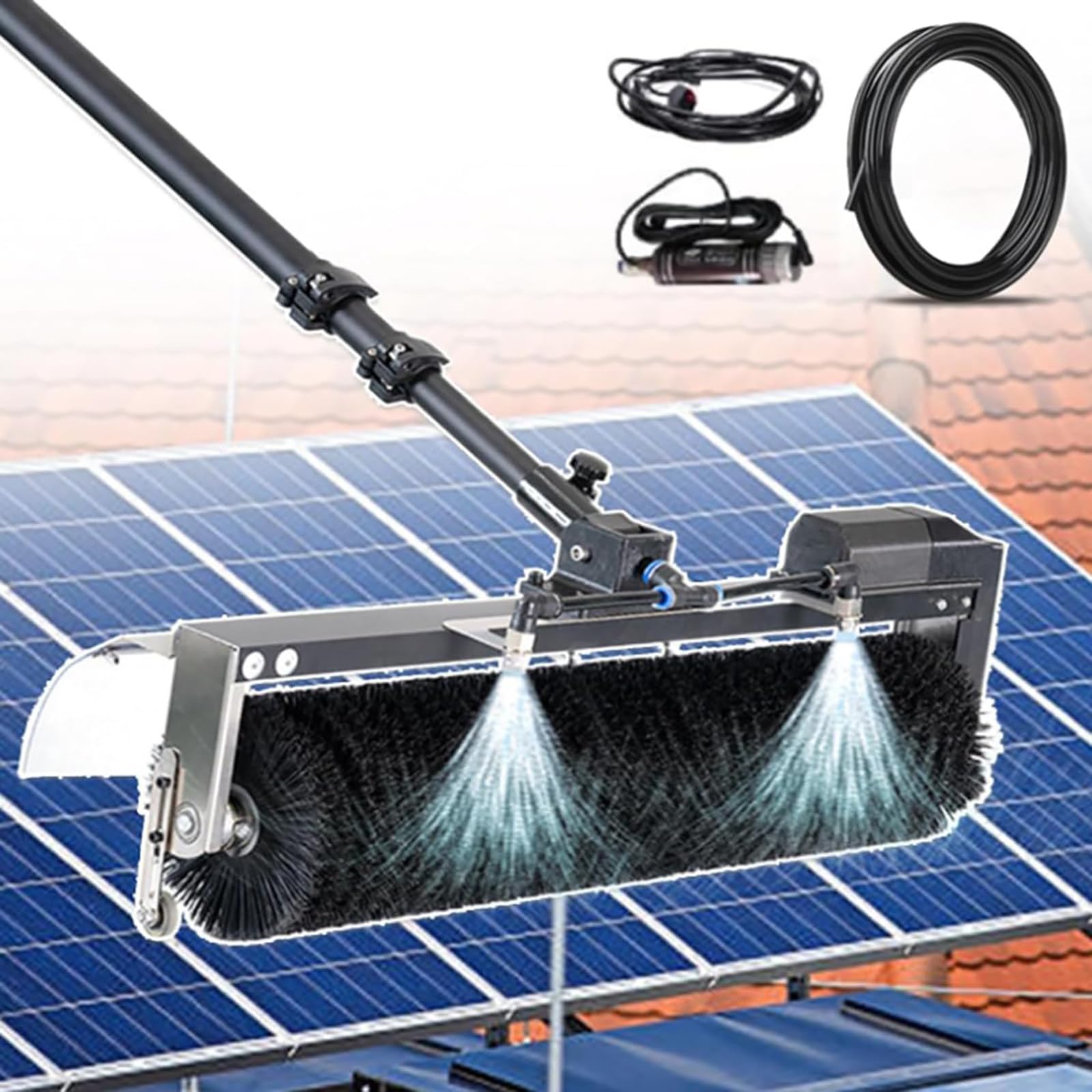 YXYLJOZ Solar Panel Cleaning Brush with Inline Water Filter, 11.4ft/18ft/24.6ft Water Fed Pole Kit for Efficient Solar Panel and Window Cleaning, Ideals for Photovoltaic (3.5m)