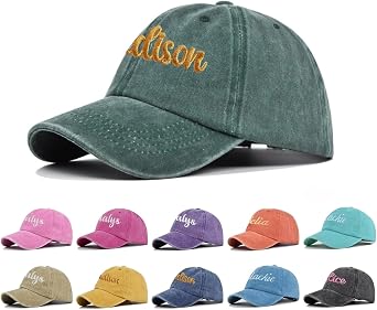 Custom Toddler Baseball Hat, Personalized Name Kid Baseball Cap, Washed Cotton Adjustable Caps for Toddler Boys Girls