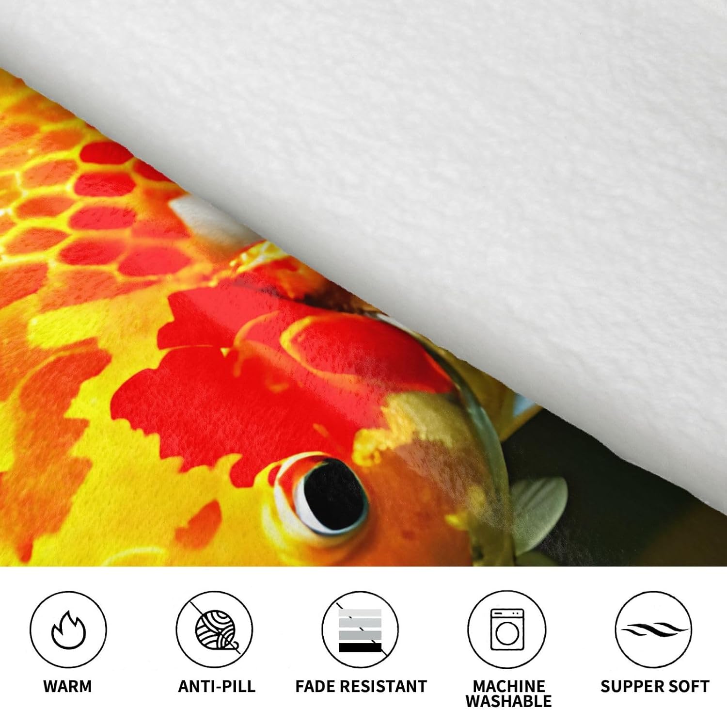 Japanese Pretty Koi Fish Print Oversized Blanket Hoodie, Wearable Blanket Hooded,Hooded Pullover With Pocket