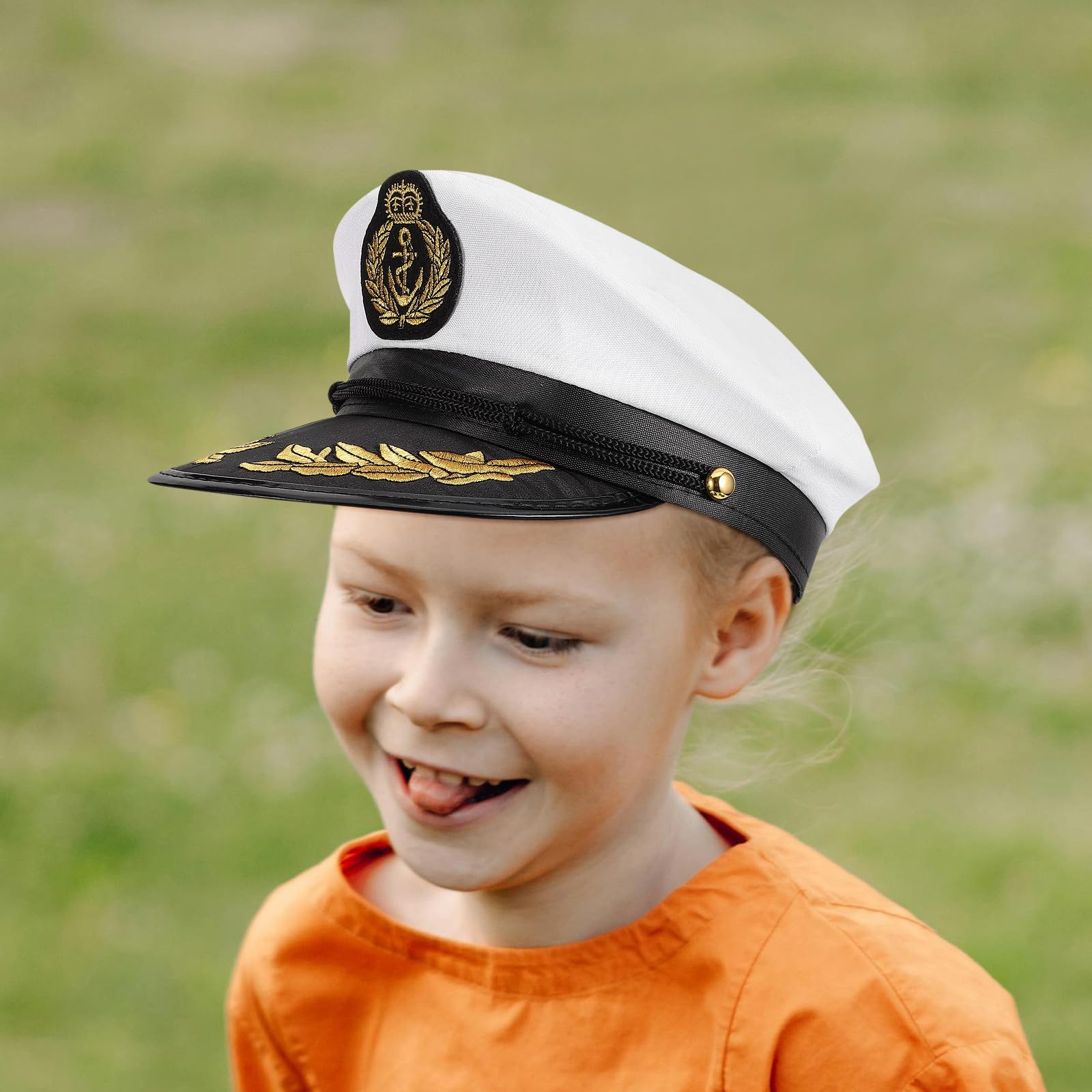 NOLITOY Gorra de Capitán Talla M 56-58 CM para Disfraz Náutico Infantil Unisex Sombrero de Yate Ajustable para Fiestas y Eventos Marinos