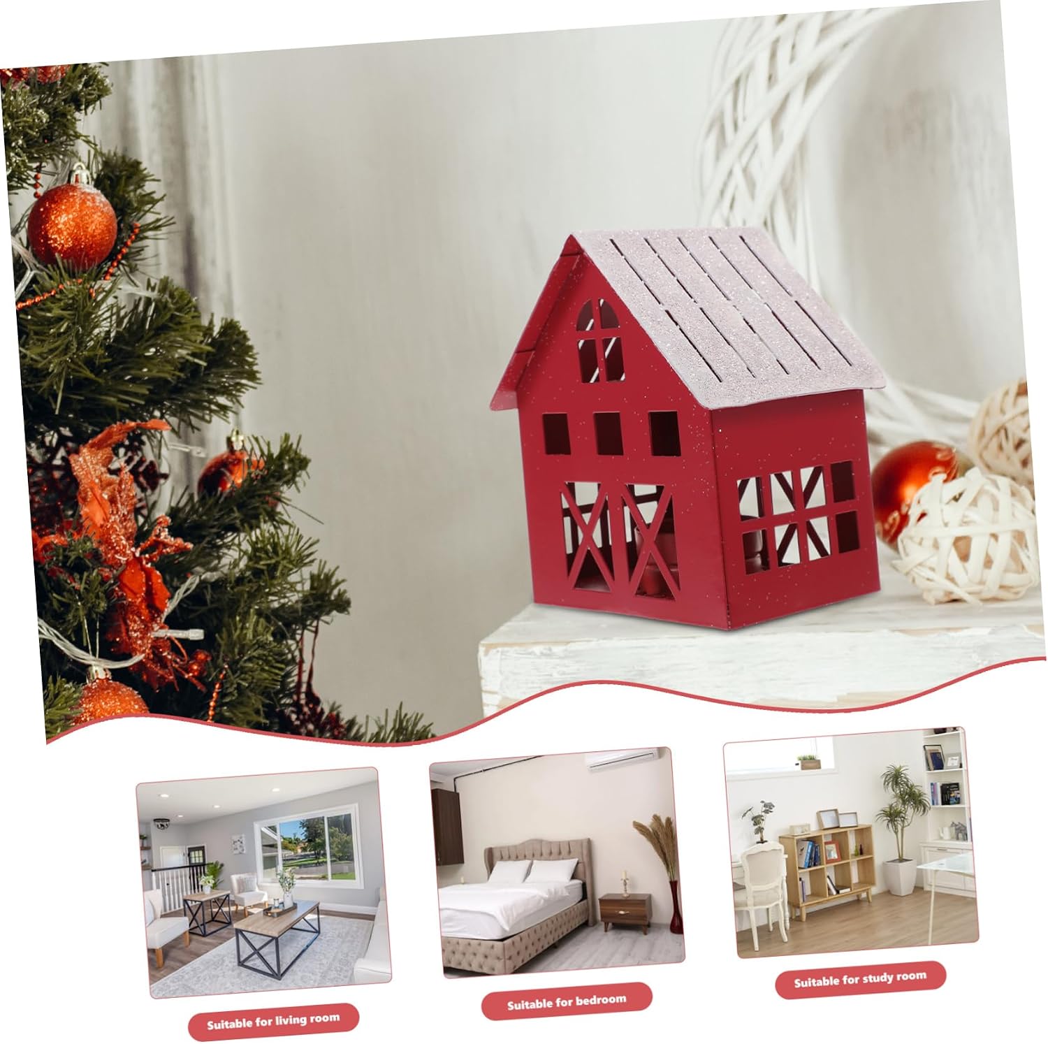 Chic Desktop Christmas Decor Xmas Metal Village House Ornament Ideal Present