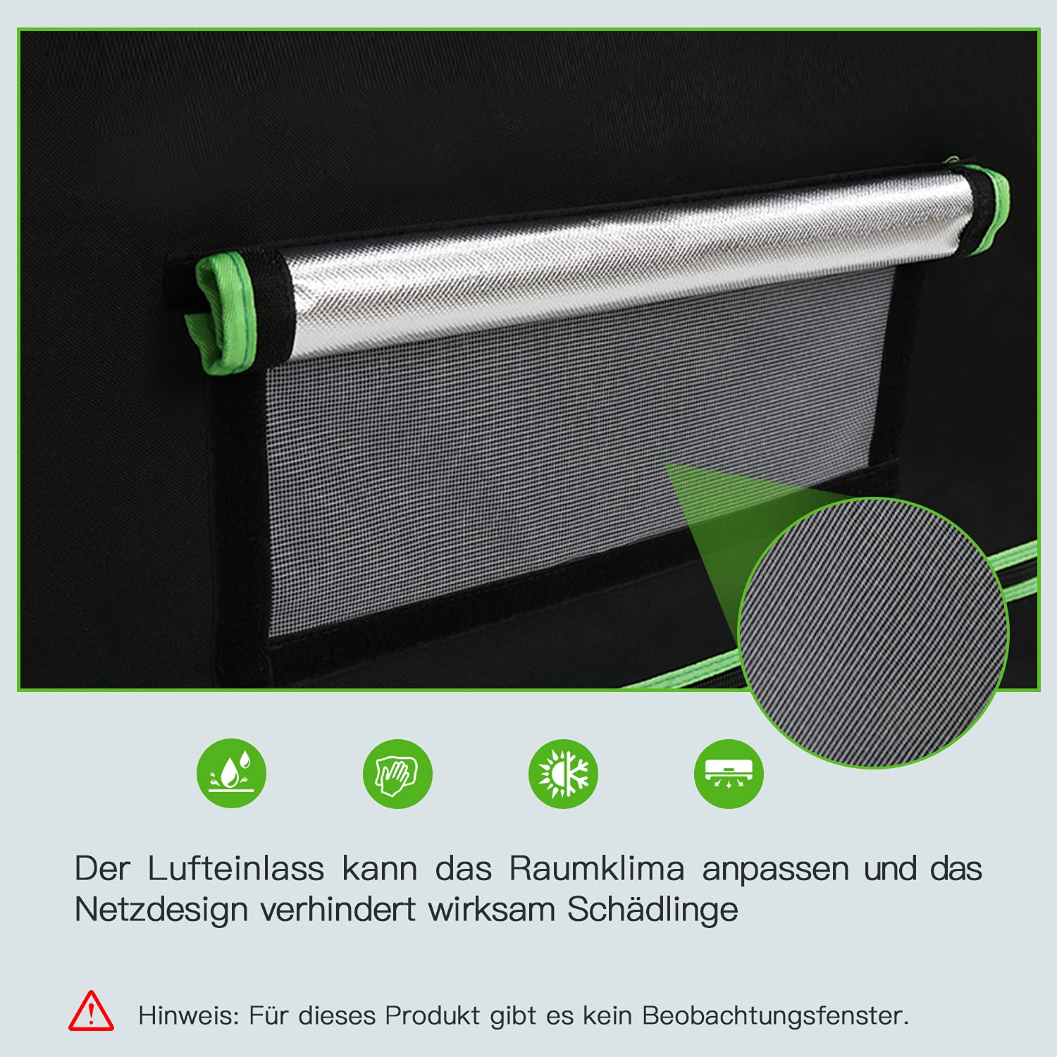 Growzelt 120 * 60 * 180cm Growschrank Lichtdicht und Wasserdicht Homegrowing Gewächshaus für Pflanzen Reflektierende Mylar Zuchtzelte mit Belüftung Growbox Schwarz-Grün