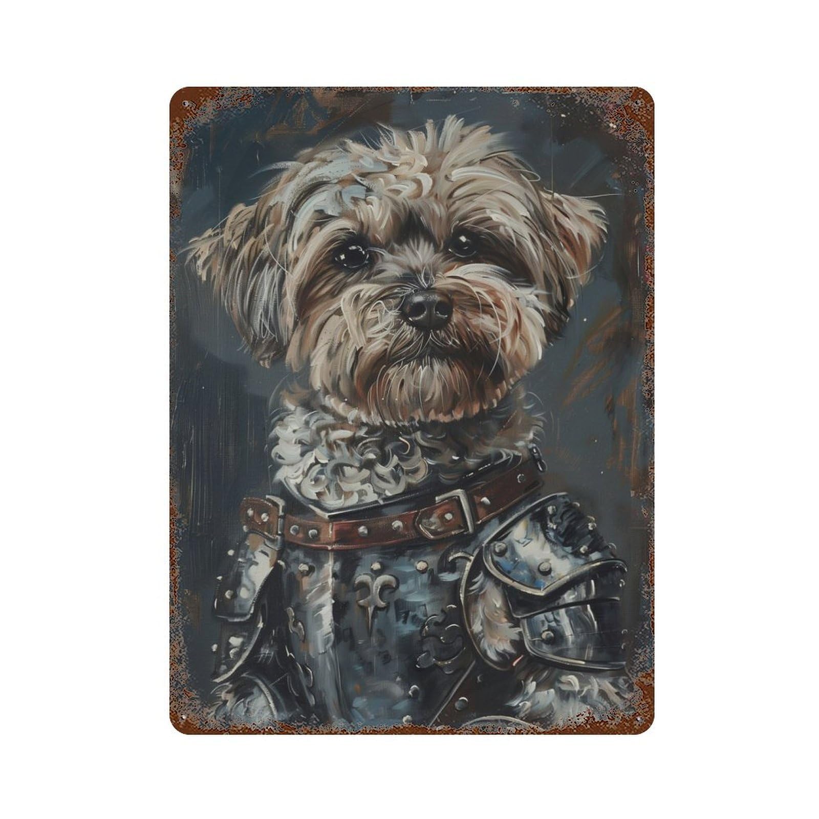 Havanese Dog in Armor Retro Metal Sign 15.7"x11.8", for Pub, Kitchen And Man Cave Decor, Industrial Home Decor