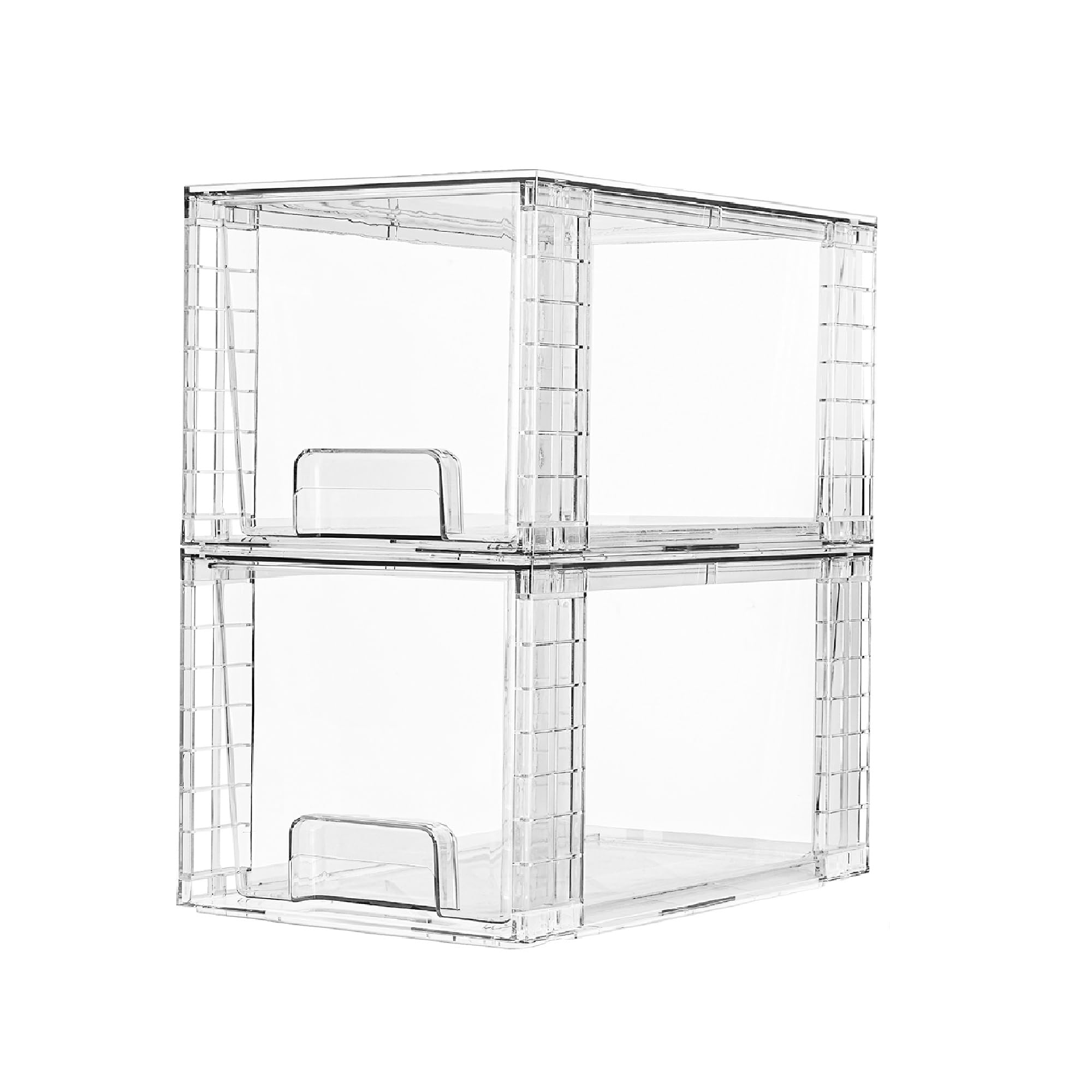 Vtopmart 2 Pack Large Stackable Storage Drawers, Clear Acrylic Organiser Bins with Handles, Easily Assemble for Bathroom, Kitchen Undersink, Cabinet, Closet, Makeup, Pantry OrganizationVtopmart 2 Pack Large Stackable Storage Drawer…