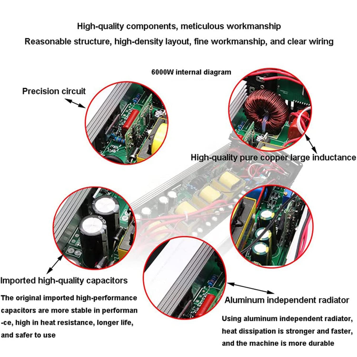 12 V / 24 V / 48 V / 60 V DC na 230 V AC falownik falowy 12 V / 24 V / 4000 W / 6000 W do samochodów kempingowych