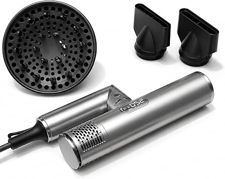 Professional Travel Hair Dryer Dual Voltage Blow Dryer with Diffuser | 1600W High-Speed, 500M Ionic Blow Dryer, Magnetic Attachments, Lightweight, Foldable, Mini, Facial Care Mode