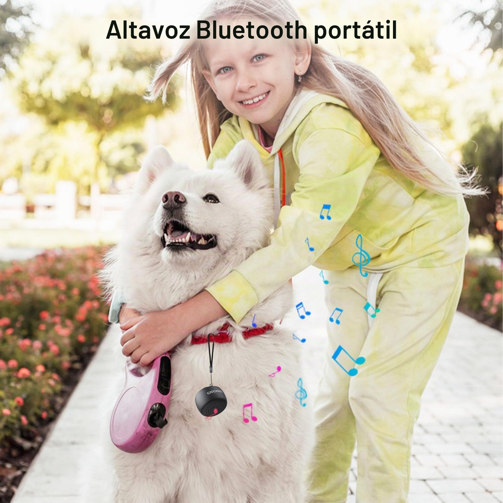 Mini altavoz Bluetooth, pequeños regalos con emparejamiento TWS, pequeño altavoz Bluetooth para exteriores e interiores, micrófono integrado (negro)