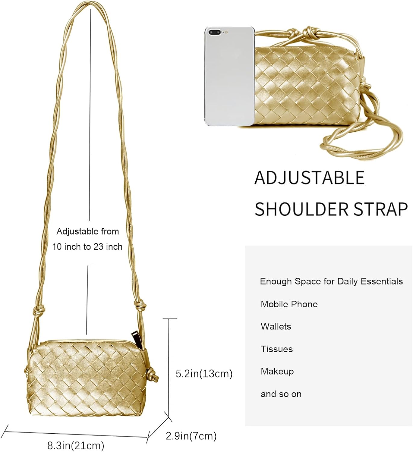 Woven Crossbody Bag for Women Leather Small Evening Purses