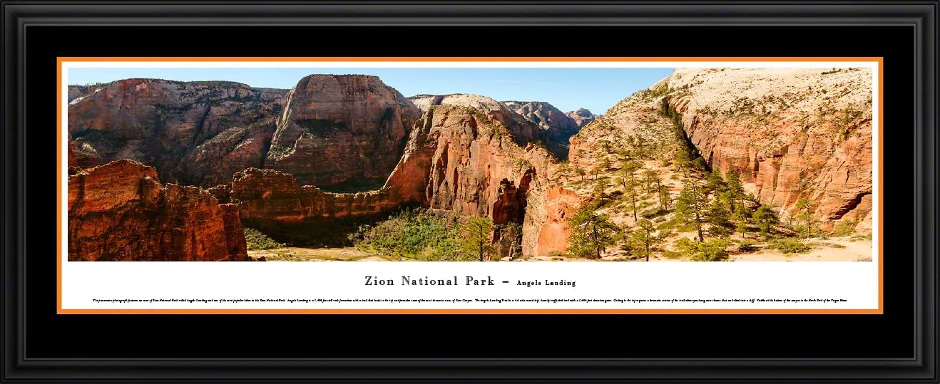 Zion National Park, Angels Landing - 44" Double Mat, Deluxe Framed Panoramic Print by Blakeway Panoramas