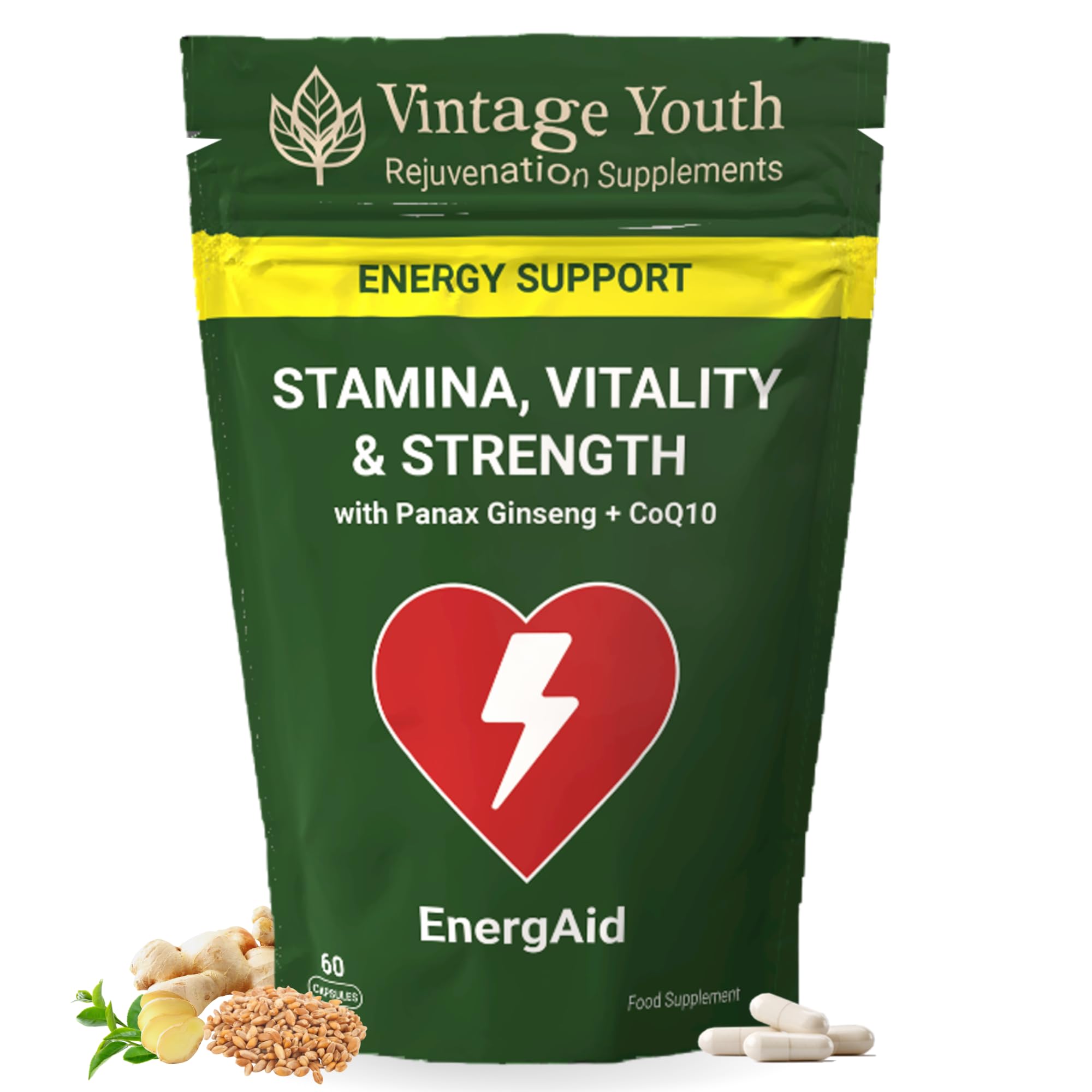 EnergAid Energy Supplement, Natural Stamina Support, Vitality Booster