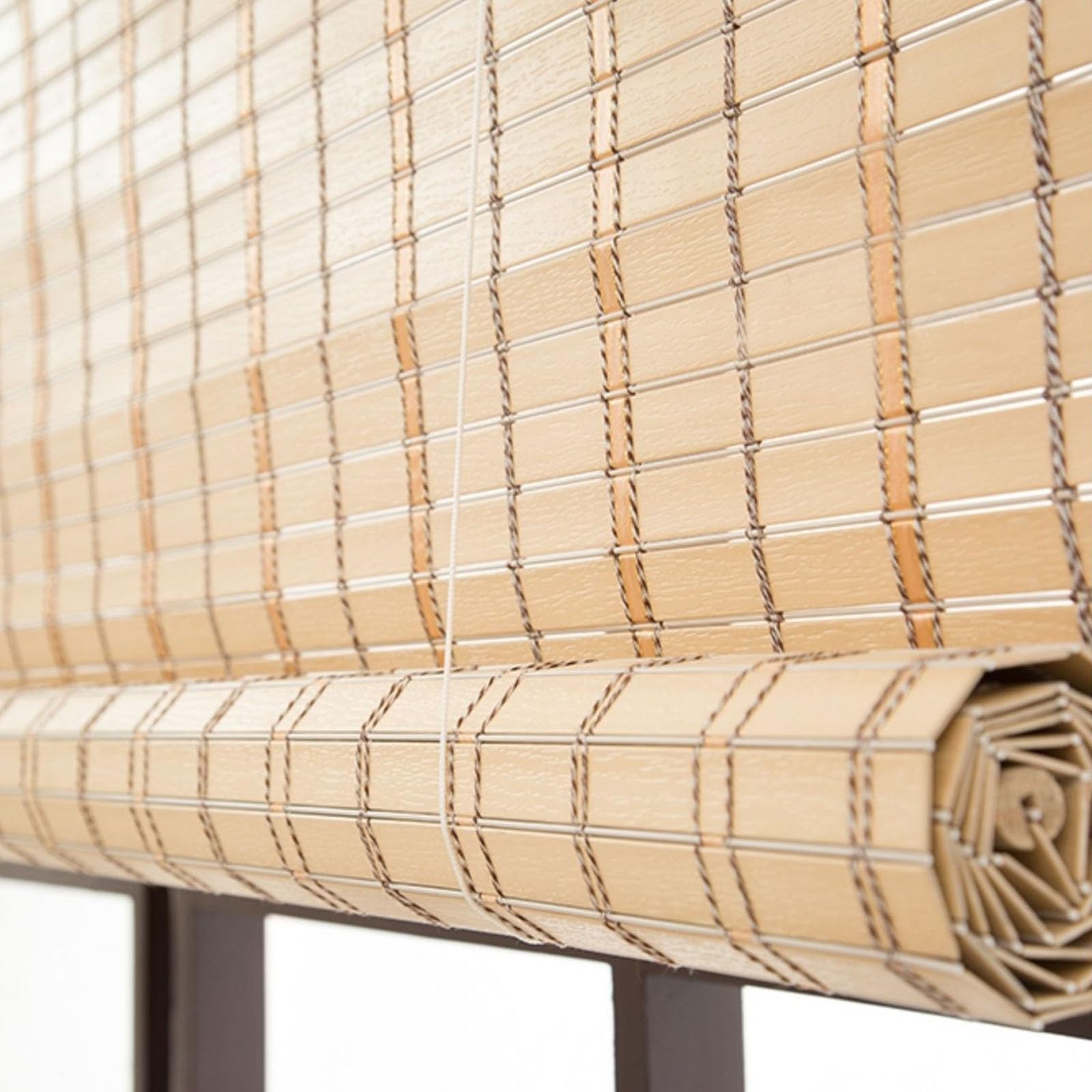 HELCEKOU Bamboo Roman Shade Blind for Interior/Outdoor Waterproof Weatherproof Light Filtering UV Protection Roll Up Window Home and Garden (W70xH100cm)