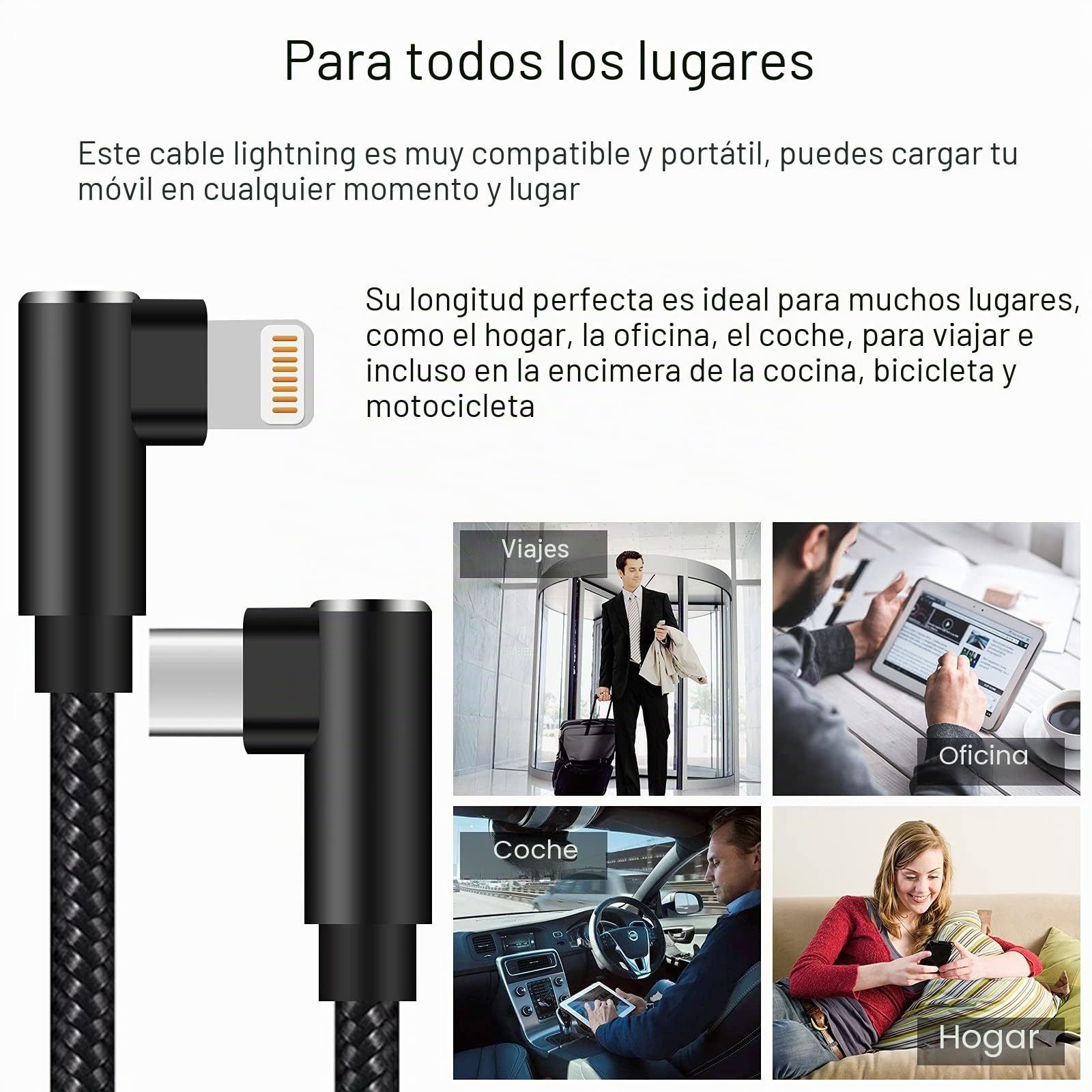 Cable USB C a Lightning de 1 pie, paquete de 3 unidades, cargador de iPhone en ángulo recto certificado MFi, codo de 90 grados, cable Lightning a USB C para iPhone 14 13 12 11 Pro X XS XR 8