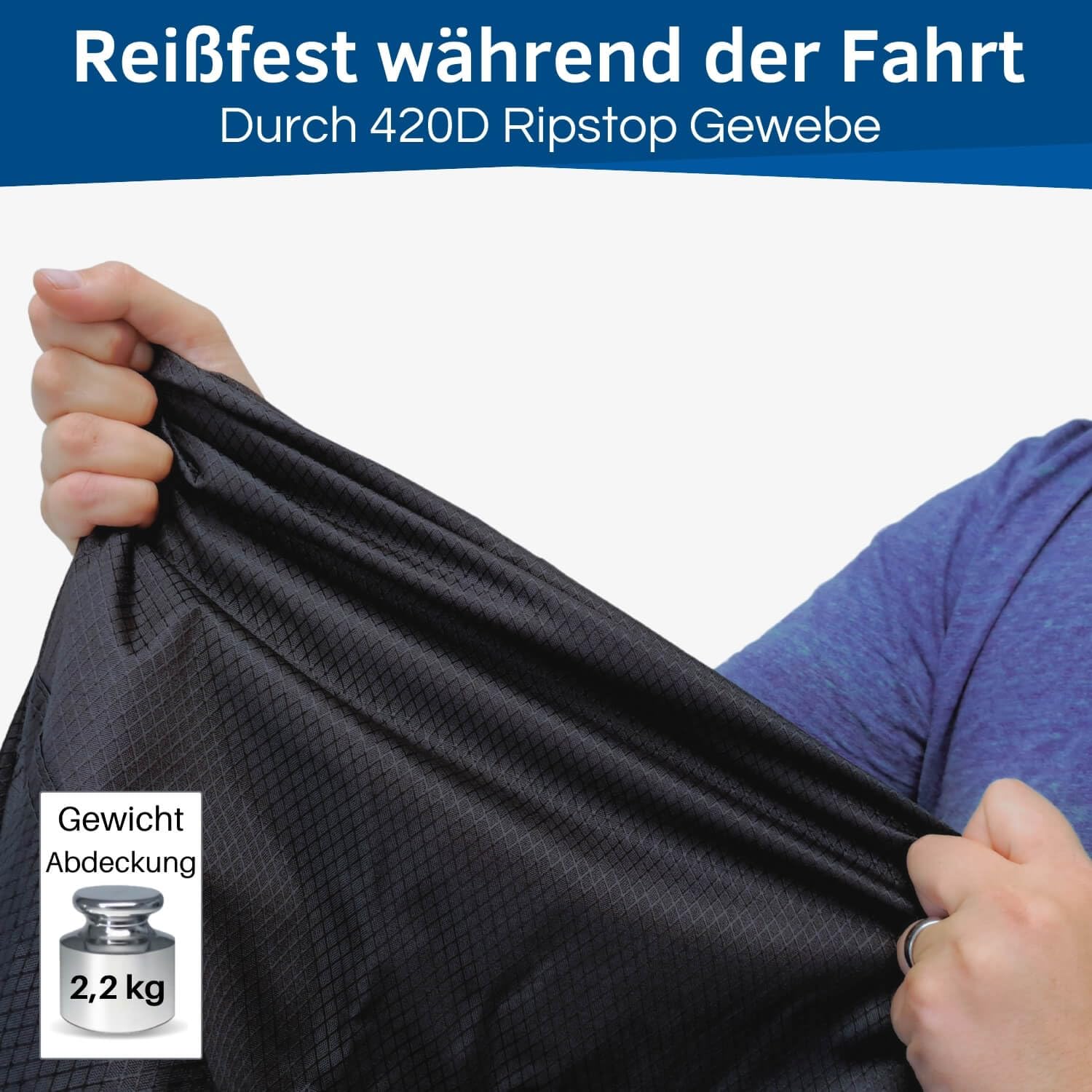 HiLo sports Fahrradschutzhülle Wohnmobil für 2 bis 3 Fahrräder - [Inkl. 2X Schnellspanner & 2X Spannseil] - Reißfeste E-Bike Abdeckplane für Wohnmobile - Fahrrad Transportschutz hinten offen