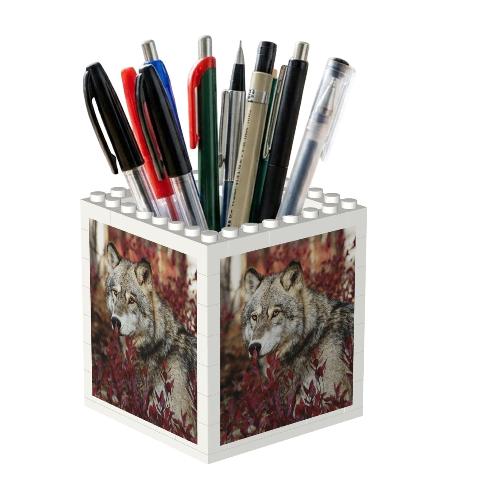 Poadnly Wolf, Pen Pot Pencil Holder for Office Home School, Compact Desk Organiser for Office Stationery