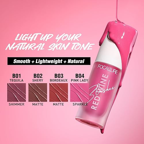 Miniatura 6 de FOCALLURE Maquillaje líquido rubor, un acabado fresco y saludable, rubor facial impermeable de larga duración para mejillas, fácil de crear un