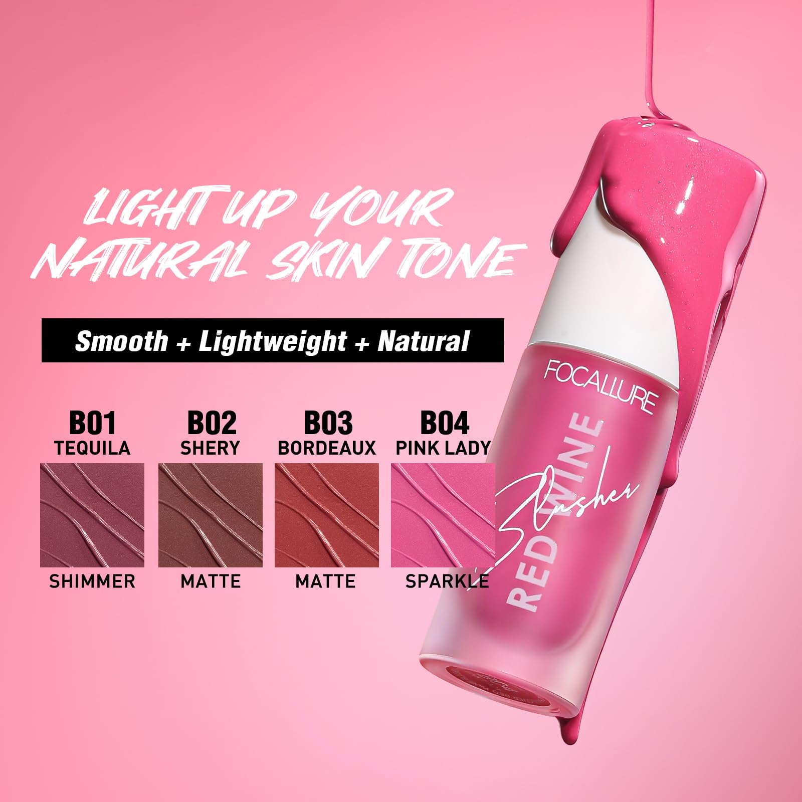 Maquillaje líquido rubor, un acabado fresco y saludable, rubor facial impermeable de larga duración para mejillas, fácil de crear un maquillaje natural de niebla de terciopelo, jerez B02 6