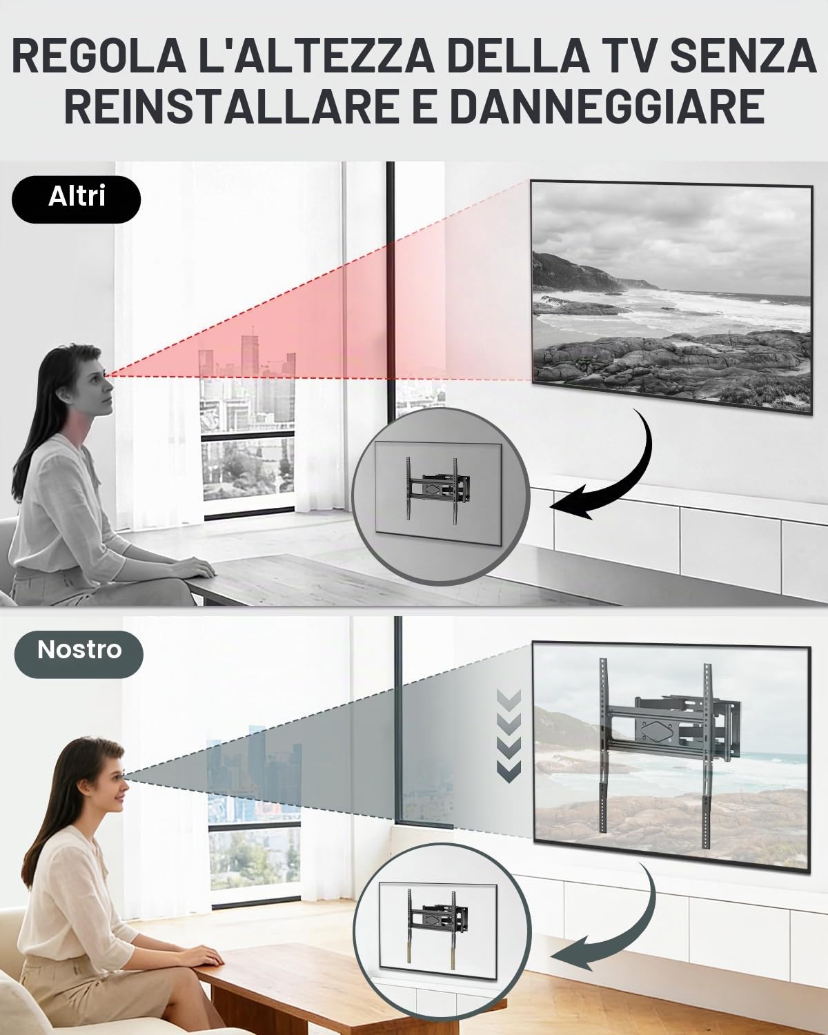 Piastre di prolunga adattatore VESA – Kit di estensione per supporto TV da parete e da soffitto, compatibile con televisori con fori VESA profondi, 1 paio, Nero