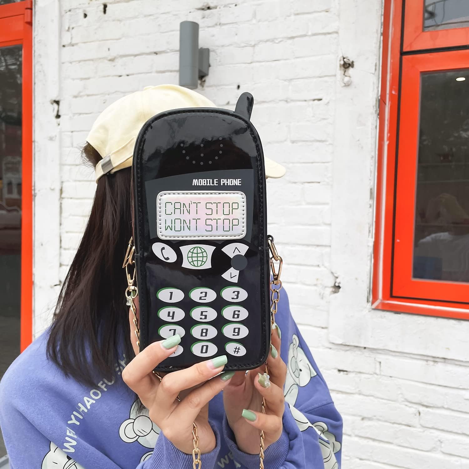 KUANG! Women Cute Digital Mobile Phone Shaped Shoulder Bag Funny Crossbody Bag Pu Messenger Chain Purse for Girls - Image 3