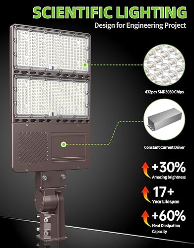Miniatura 5 de Luz LED de estacionamiento 320 W 256 W 192 W ajustable con fotocélula UL DLC listado 48000LM LED Shoebox Pole Flood Lights Slip Fit Mount 5000K IP65