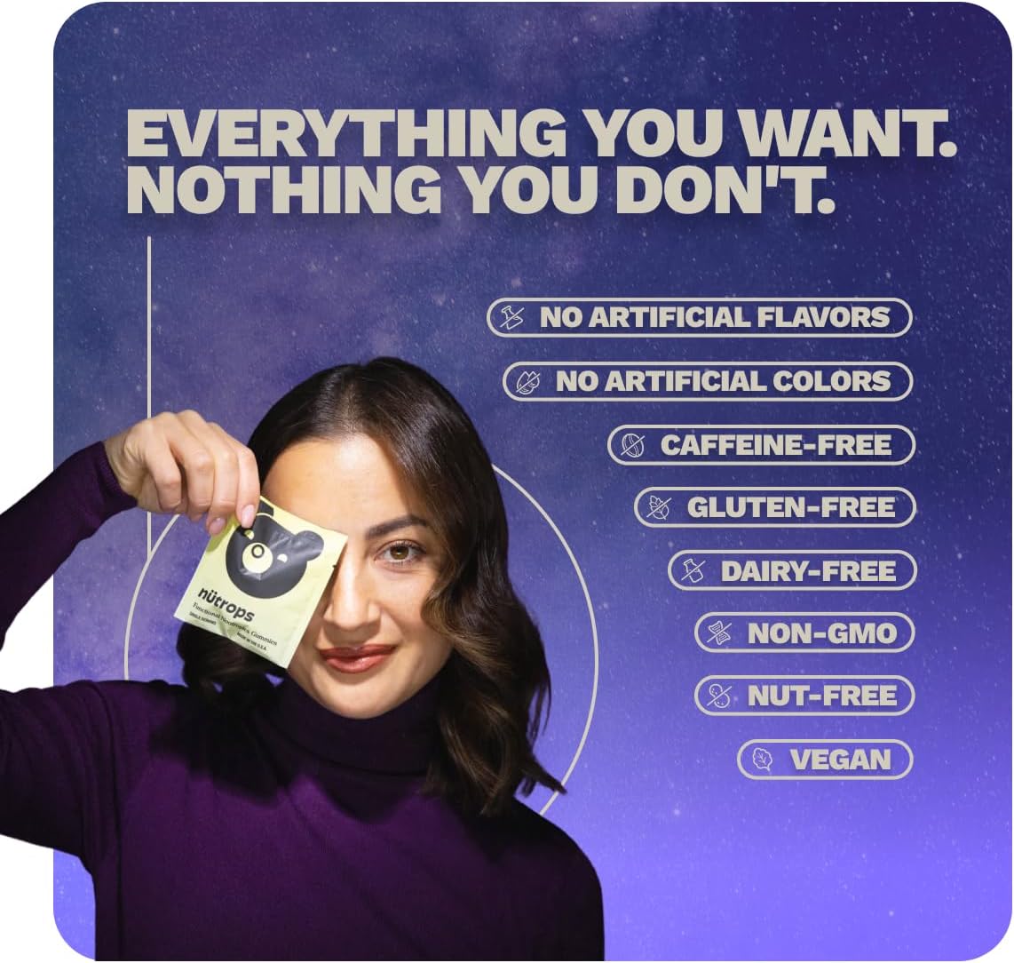 Nutrops Sugar-Free Lions Mane Mushroom Gummies for Adults, Functional Nootropics, Herbal Brain Supplement for Energy, Brain Health, Cognitive, Memory & Focus, Reishi, Chaga, Cordyceps - 28 Day Supply - Image 5