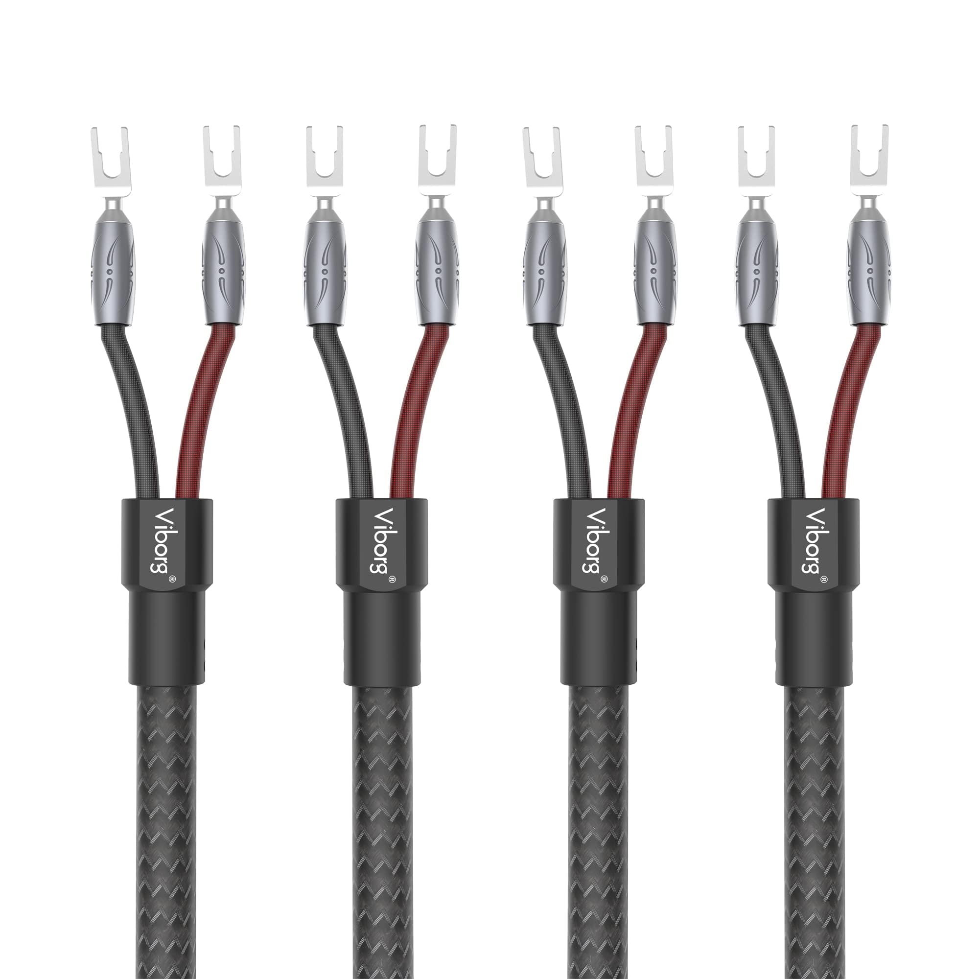 Photo 1 of Viborg VS901 Audiophile HiFi Speaker Cable 8.2FT Multiplex OFC PTFE 19.5 AWG Heavy Duty Speaker Cord with Rhodium-Plated Copper Y Spades