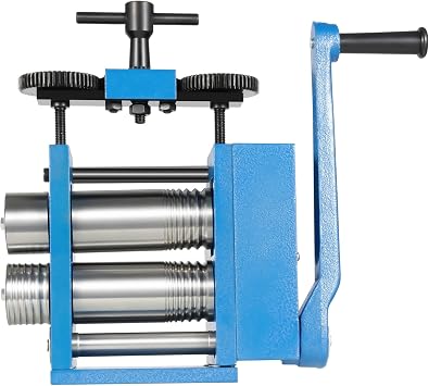 Manual Rolling Mill Machine, Jewelry Combination Rolling Mill, 3 in 1 Jewelry Press Tabletting Tool with Hand Crank, Multi-Function Light Duty Roller Machine for Metal Sheet, Wire, Flat Pressing