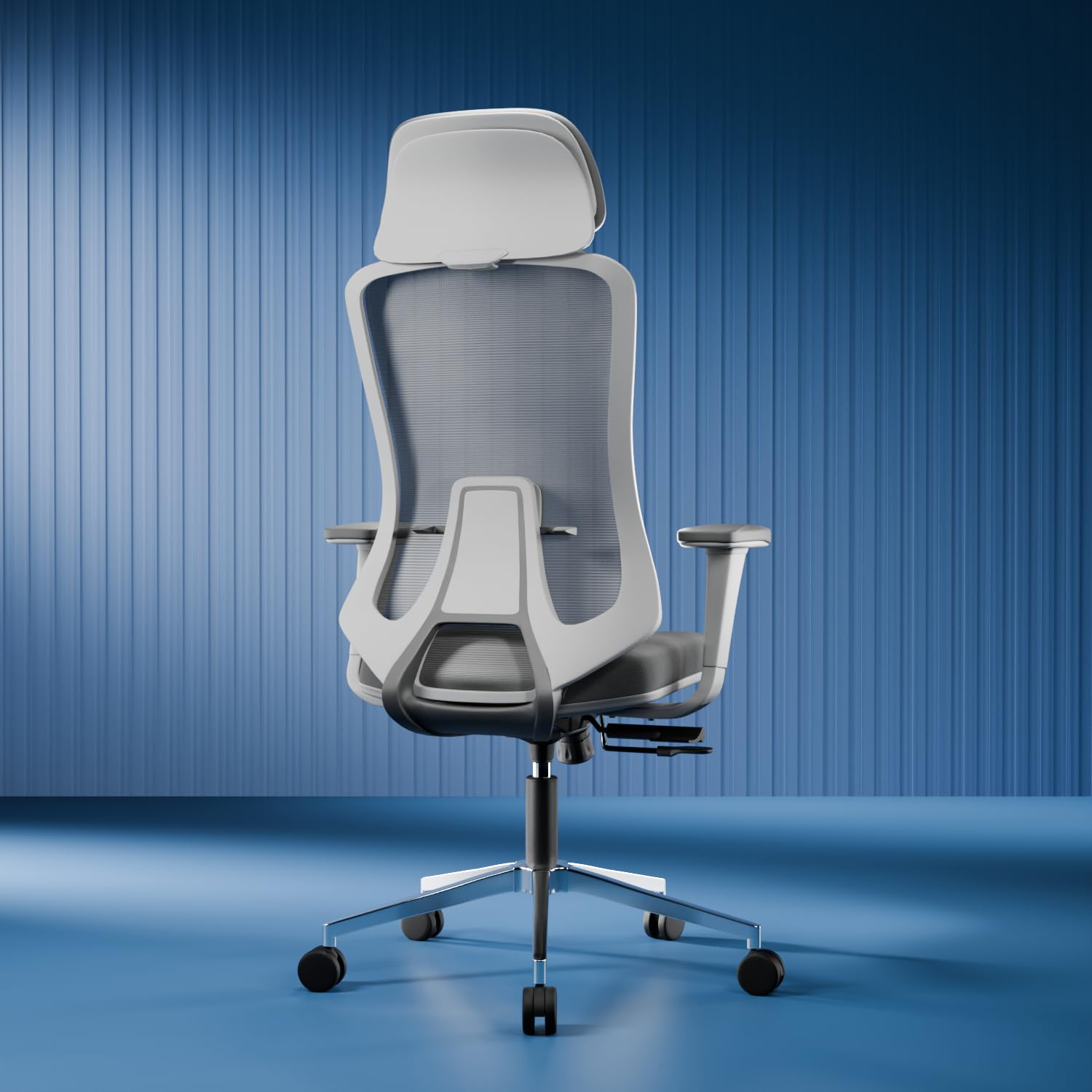 Icon Fido Ergonomic Mesh Office Chair, High Back, Lumbar Support, 4D Adjustable Armrests, Multi Tilt-Lock Recline, Heavy-Duty Aluminum Base, WFH/Study/Gaming (White Grey)