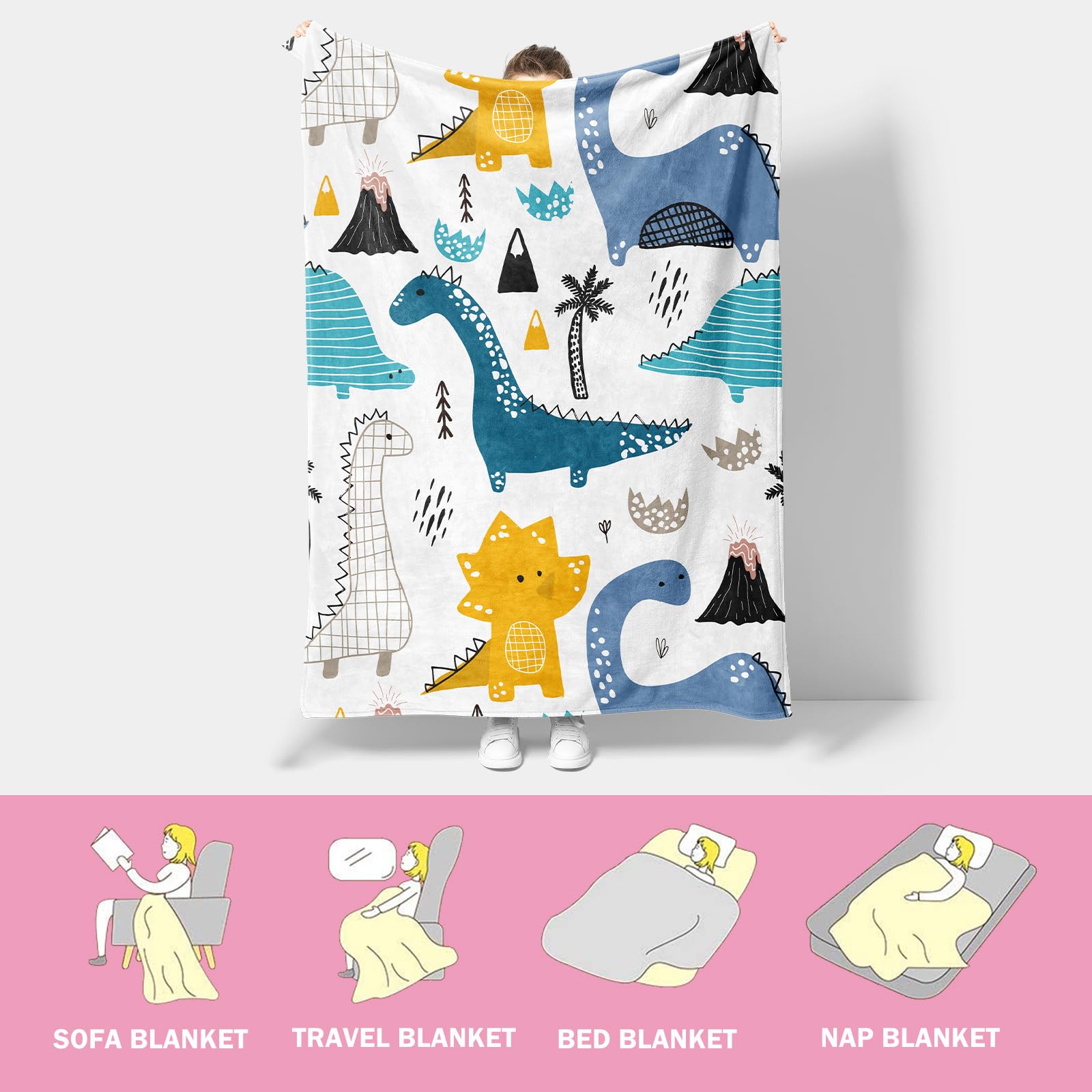 Set Di Simpatici Dinosauri Colorati Uova Di Dinosauro Vulcano Piante Arcobaleno - Immagini