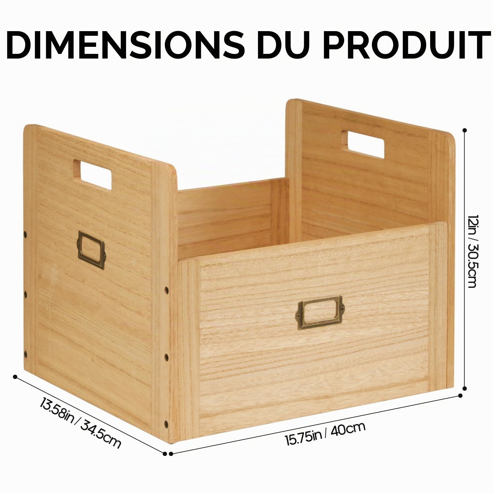 KIRIGEN Boîte de rangement pour vinyles Boîte de rangement en bois pouvant contenir jusqu'à 80 disques vinyles couleur naturelle