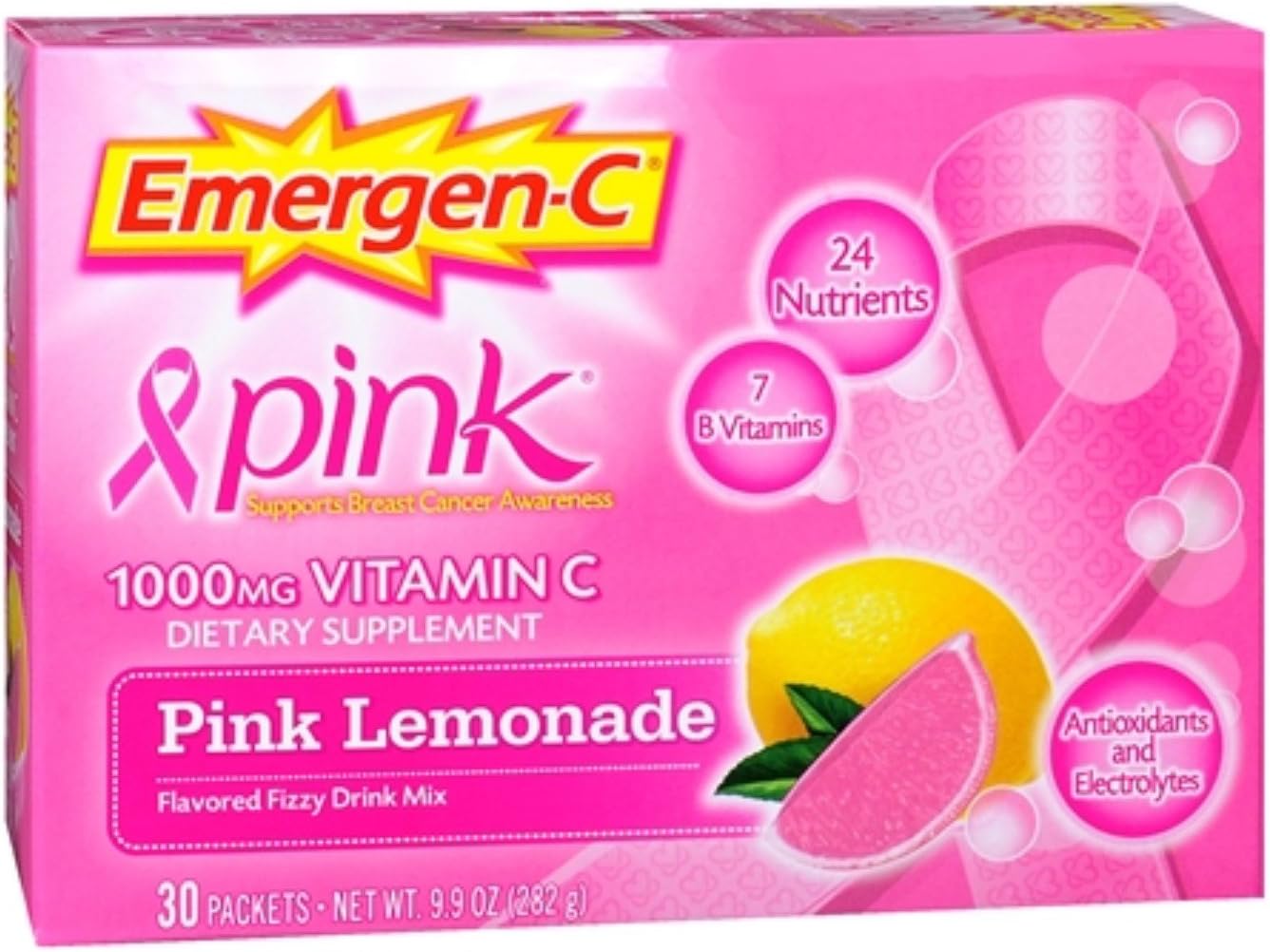 EmergenC Vitamin C Packets Pink Lemonade 30 Each (Pack of
