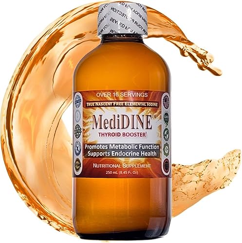 MediDINE Suplemento nutricional de yodo naciente para la tiroides – 8.5 fl oz (8.45 fl oz) en botella de vidrio ámbar