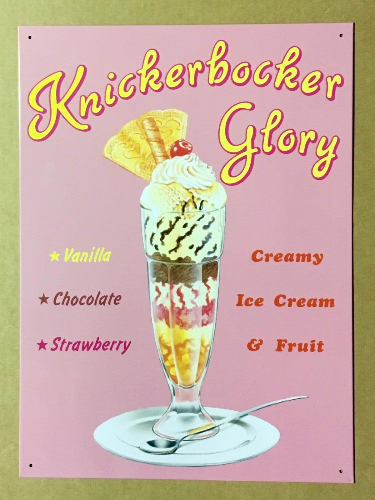 Yelacecca Knickerbocker Glory Funny Vintage Metal Sign Poster 8X12 Inches