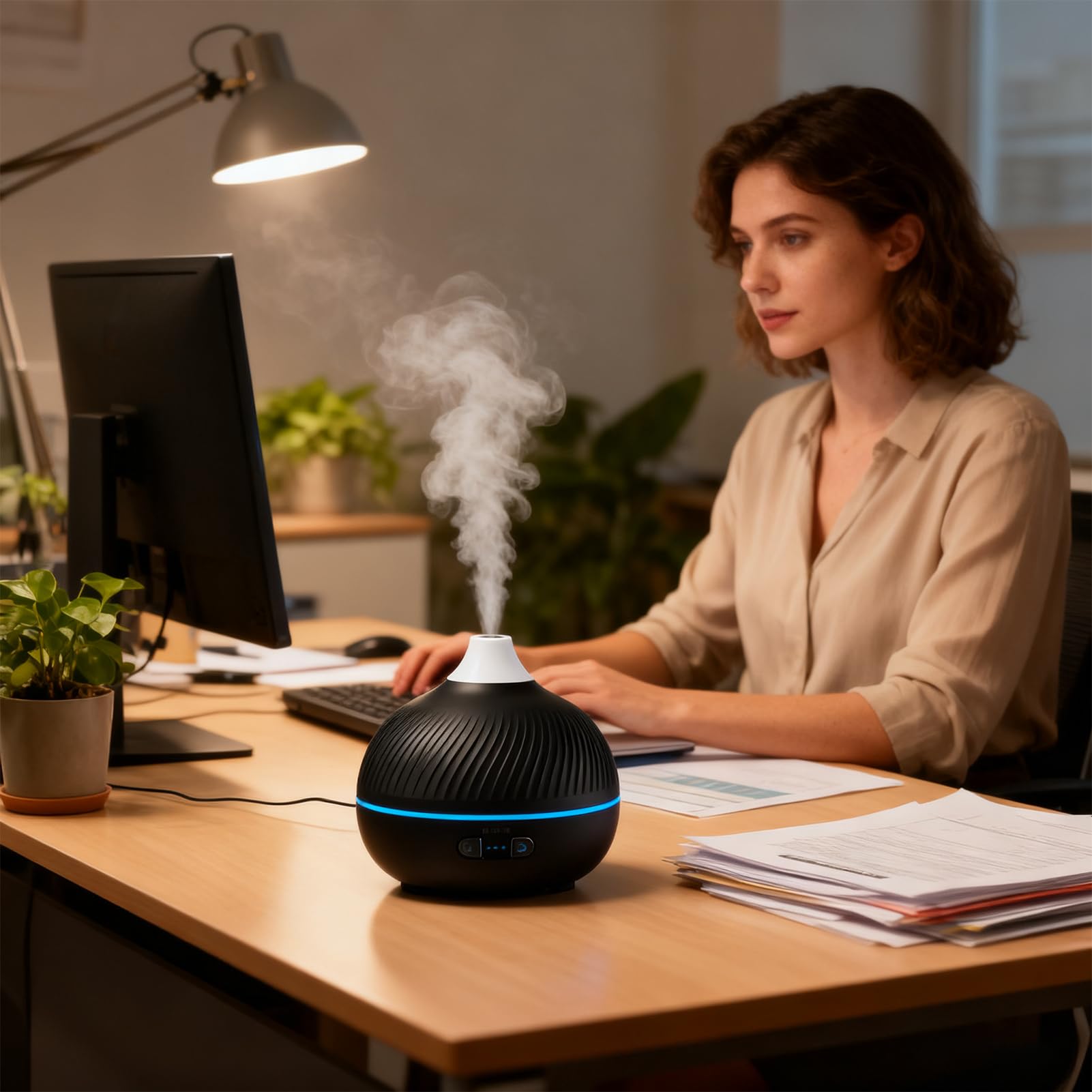 Umidificatore Con Diffusore Oli Essenziali E Luci LED – Silenzioso, Portatile, Per Camera, Ufficio E Auto