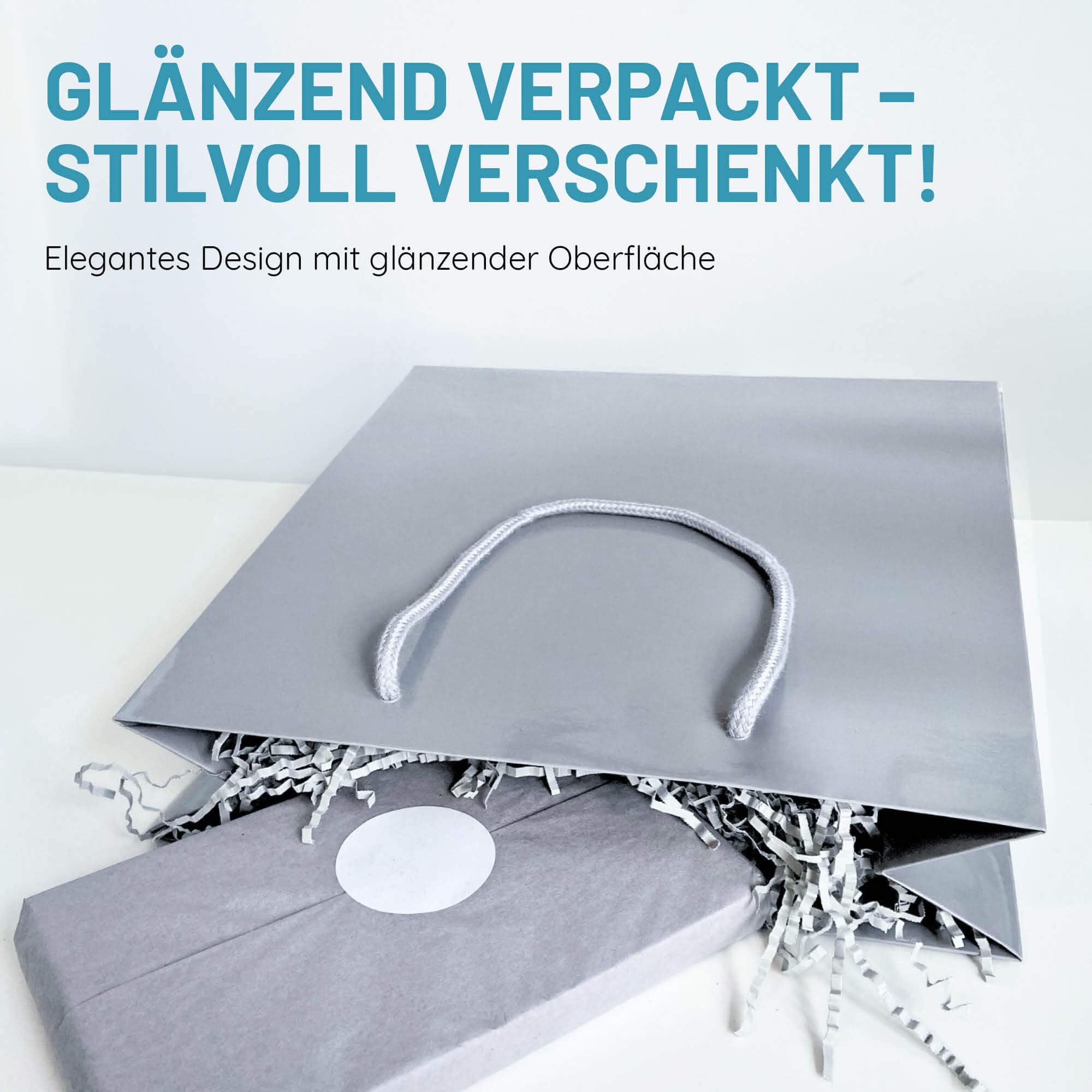 Geschenk-Tüten 50 Stück | Glänzende Papier-Tüten mit Henkel | Geschenk-Tüte 48x15x40 cm | Papier-Tüte ideal für Geburtstag, Weihnachten, Einzug & Mitbringsel | Weiß