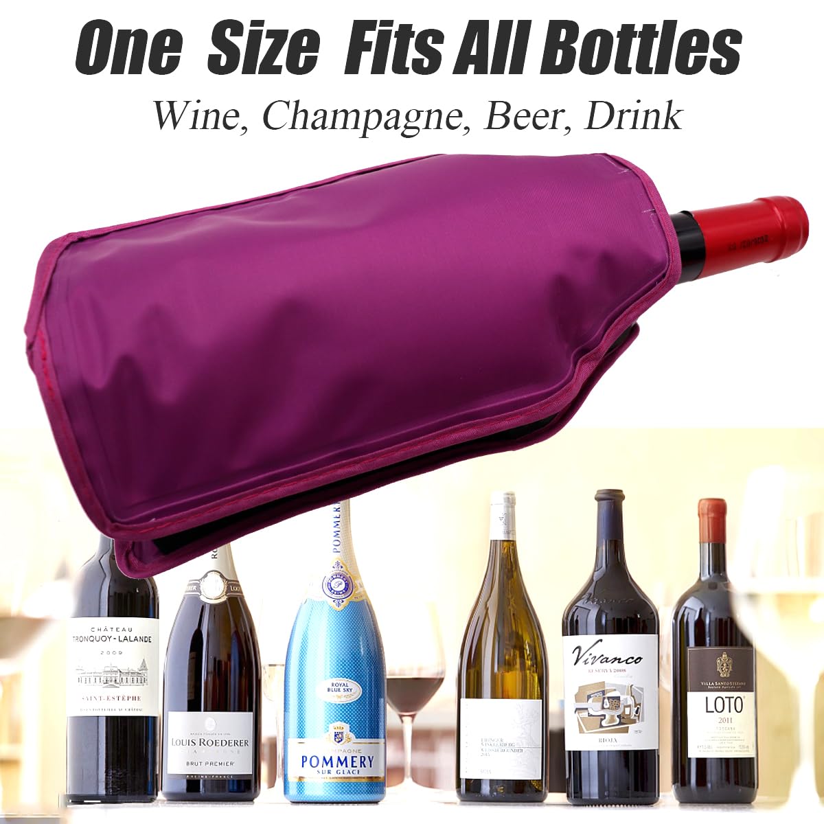 Manicotto Refrigerante Per Bottiglie Di Vino - Raffreddamento Rapido Con Gel, Riutilizzabile (Viola)