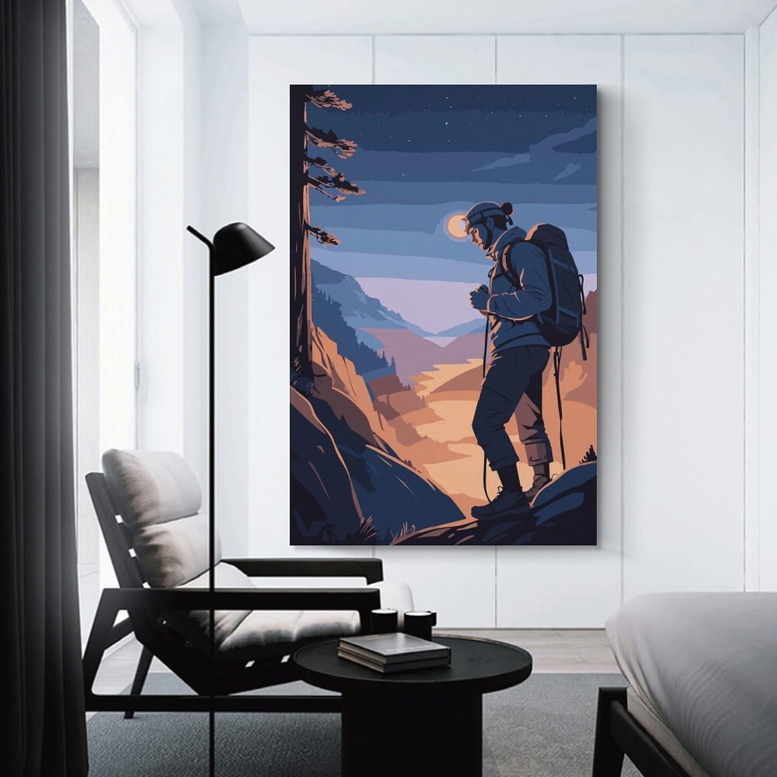 Junmoney Hiker at Dusk Home Decor Wall Art, 20x30inch(50x75cm), for Wall Displays, Bedrooms Or Room Updates, Ideal for Building A Coordinated Art Wall